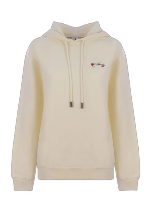 OFF-WHITE Embroidered Floral Arrow Hoodie Cream