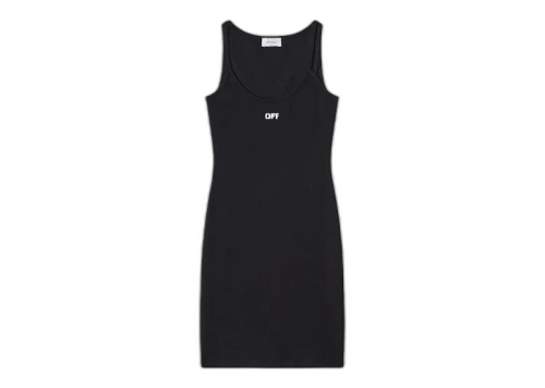 OFF-WHITE Logo-Embroidered Ribbed Minidress Black