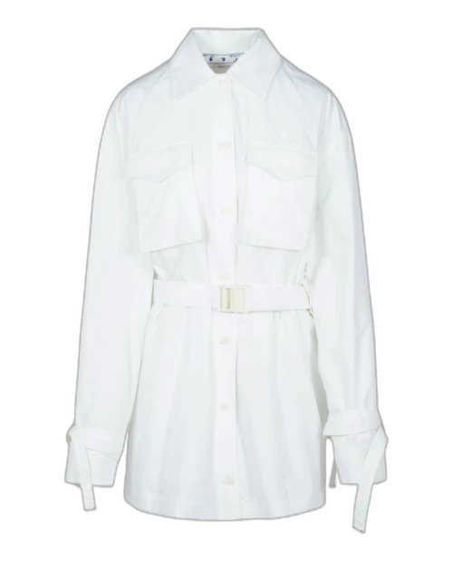 OFF-WHITE Poplin Cargo Shirt Dress White