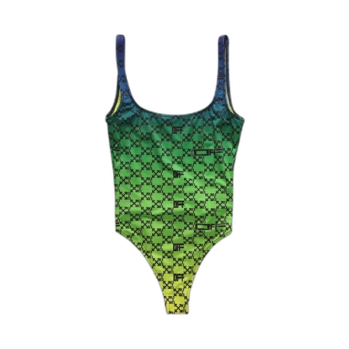 OFF-WHITE Arrows Gradient One Piece Swimsuit Green/Yellow