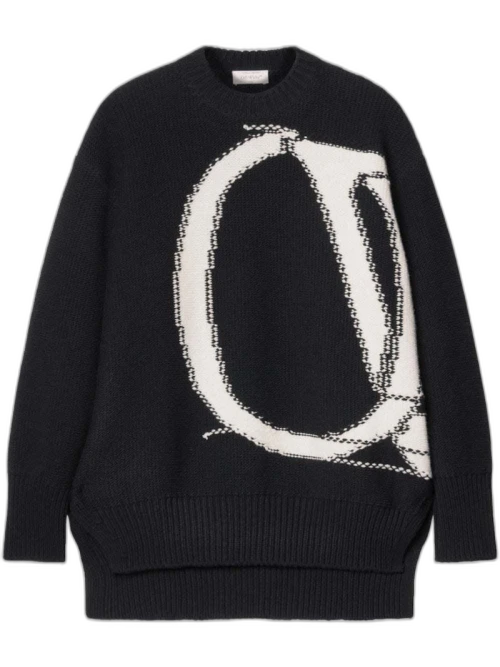 OFF-WHITE OW Maxi Logo-Intarsia Jumper Black