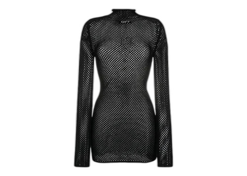 OFF-WHITE Intarsia-Logo Mesh Knitted Dress Black