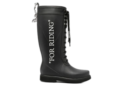 OFF-WHITE "For Riding" Rain Boots Black Silver (Women's)