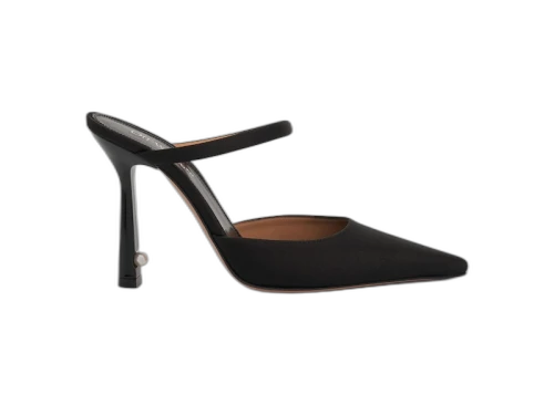 OFF-WHITE Pearl Satin High Pointed Mule Black (Women's)