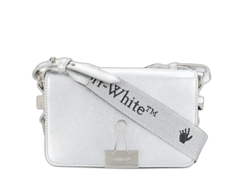 OFF-WHITE Diag FW20 Flap Bag Mini Silver
