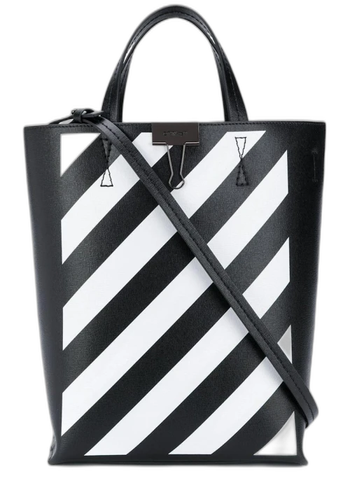 OFF-WHITE Binder Clip Diag Black White Tote Bag 2020 Black White