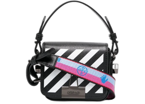 OFF-WHITE Diag Flap Bag Baby Black/White/Fucschia Multi