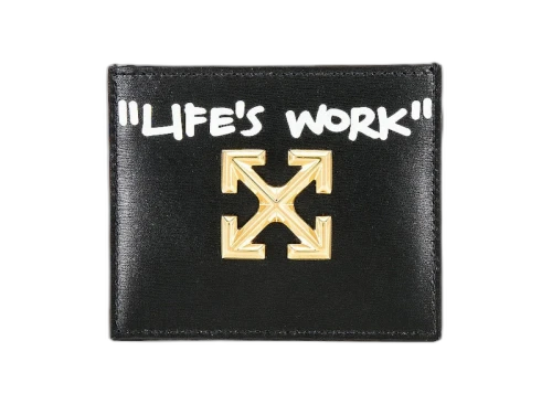 OFF-WHITE Card Case Jitney 'Life's Work' Simple Black