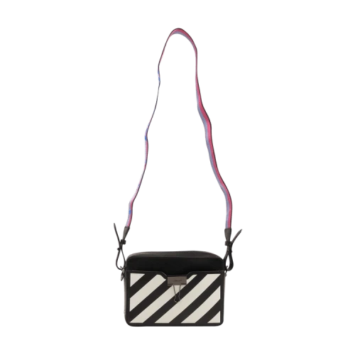 OFF-WHITE Diag Camera Bag Black/White with Red/Blue Strap