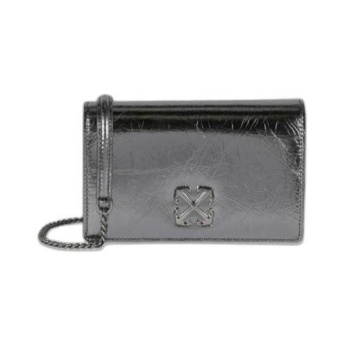 Off-White Jitney 0.5 Leather Clutch Silver