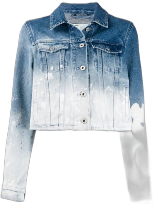 OFF-WHITE Bleached Denim Jacket Blue/White
