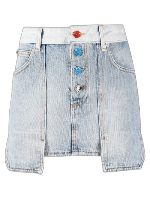 OFF-WHITE Faded Panelled Denim Skirt Blue