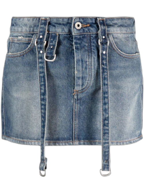 OFF-WHITE Logo-Patch Denim Mini Skirt Blue