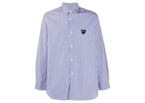 Comme des Garcons PLAY Stripe Embroidered Logo Shirt Blue/White