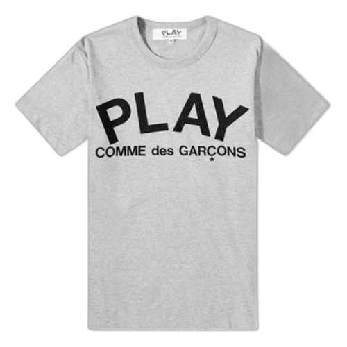 COMME des GARCONS PLAY Word Logo Short Sleeve Gray Black