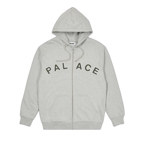 Palace Felt Letters Zip Hood 'Grey Marl'