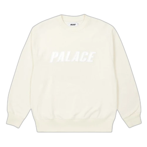Palace Iridescent Appliqué Crew 'Soft White'