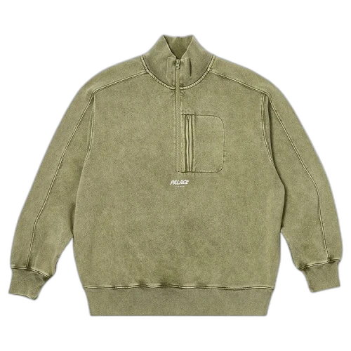 Palace Washed Terry 1/2 Zip Funnel 'The Deep Green'