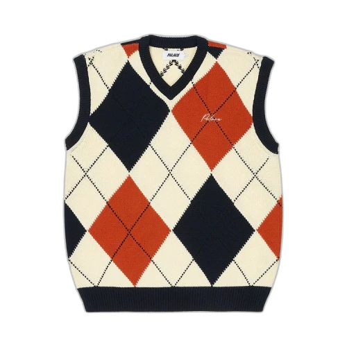 Palace Argyle Knit Vest 'Navy/Orange'