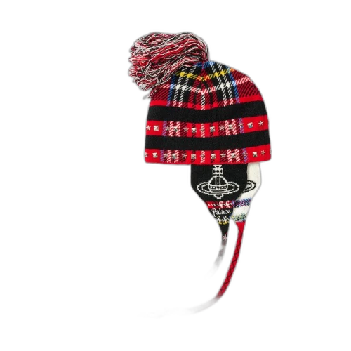 Palace x Vivienne Westwood Orb Knit Earflap Beanie 'Tartan'