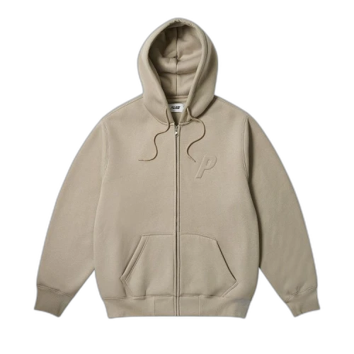 Palace Thermal Embossed P3 Zip Hood 'Stoney Grey'