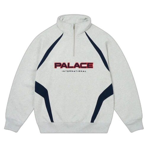 Palace International 1/4 Zip 'Grey Marl'