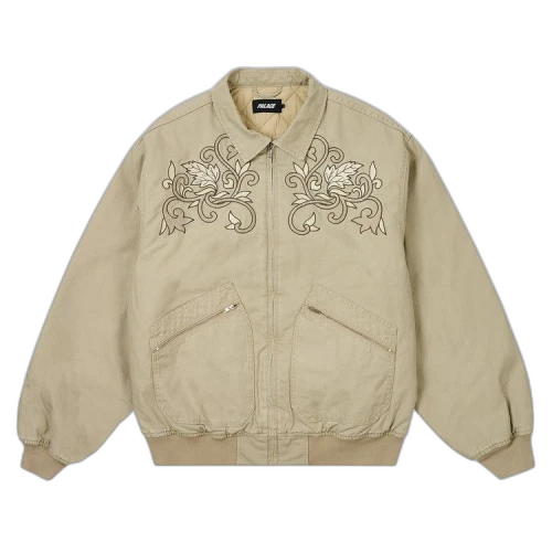 Palace Floral Canvas Bomber Jacket 'Stoney Grey'