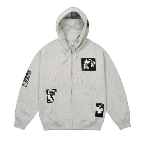 Palace Patch Up Zip Hood 'Grey Marl'