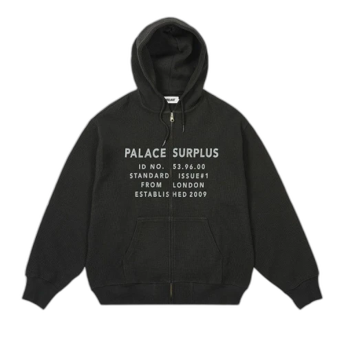 Palace Stamp Waffle Zip Hood 'Black'