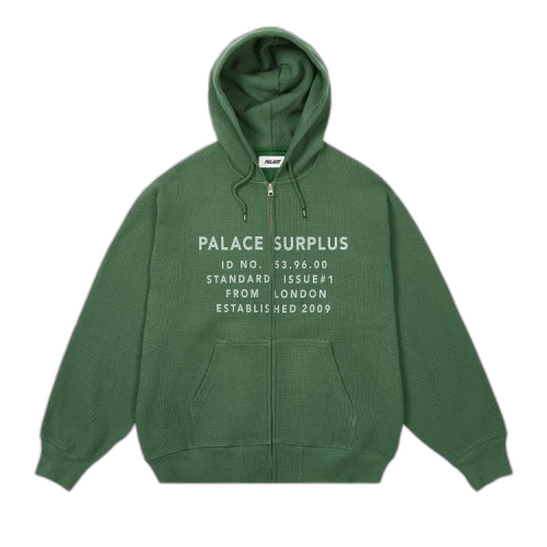 Palace Stamp Waffle Zip Hood 'Racey Green'