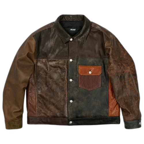 Palace Patchy Leather Jacket 'Multicolor'