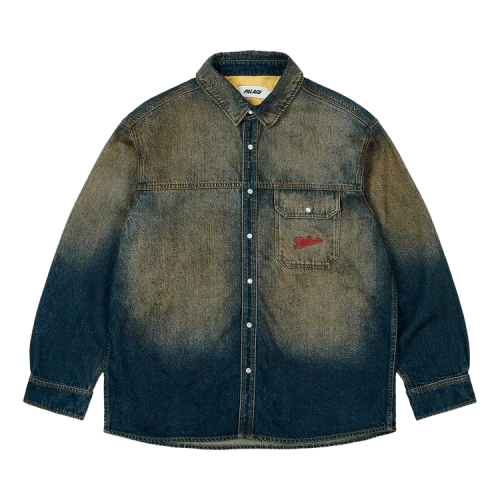 Palace Scripty Denim Shirt 'Sand Wash Indigo'