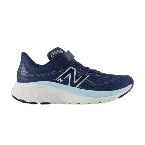 New Balance Fresh Foam X 860v13 Bungee Lace Top Strap Little Kid Wide 'Navy Bleach Blue'
