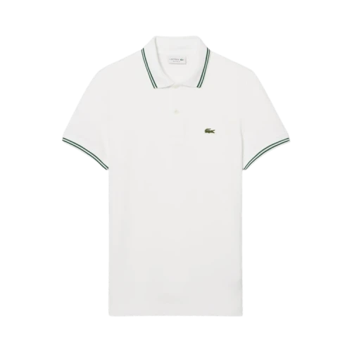 Lacoste Short-Sleeve Regular Fit Stripe Collar Pique Polo 'White'