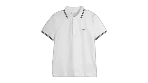 Lacoste Short Sleeved Regular Fit Stripe Collar Pique Polo White