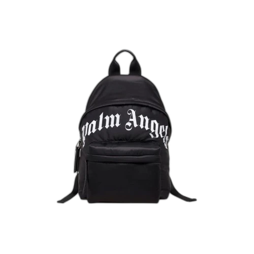 Palm Angels Technical Fabric Curved Logo Backpack Black White