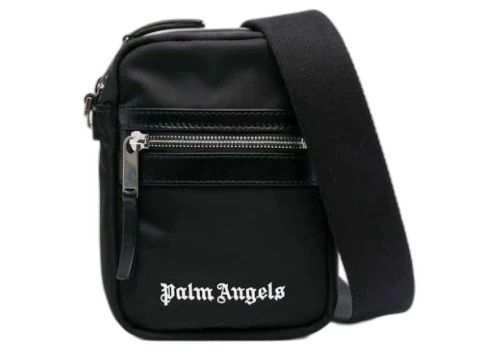 Palm Angels Logo-Print Leather Crossbody Bag Black