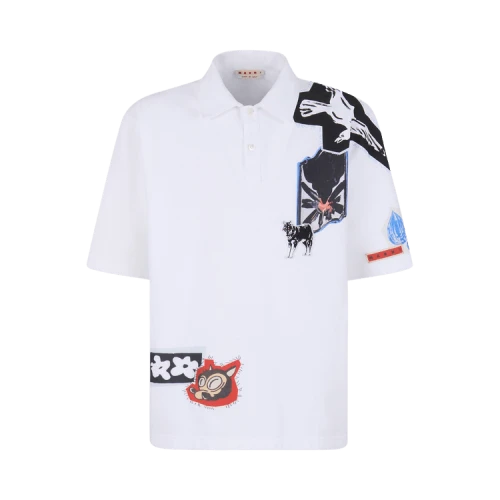Marni Mixed Media Compact Jersey Polo 'Lily White'