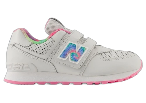 New Balance 574 Hook and Loop Grey Matter Signal Pink Tie-Dye (PS)