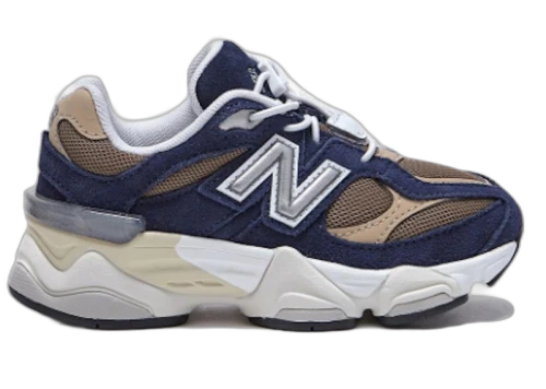 New Balance 9060 Bungee Lace Navy Mushroom (PS)