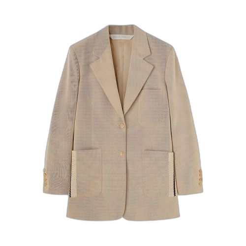 Palm Angels Knit Tape Blazer Beige