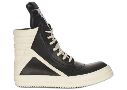 Rick Owens Leather Geobasket High Black Milk