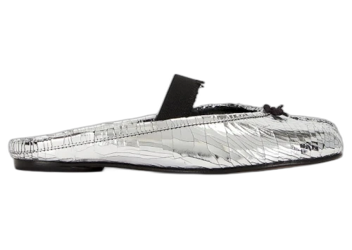 Maison Margiela Tabi Ballet Mule Textured Silver Black (Women's)