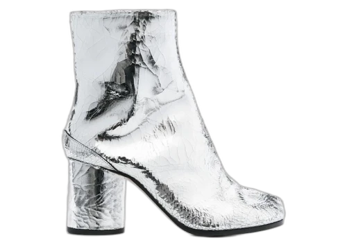 Maison Margiela Tabi Ankle Heel Boot Cracked Metallic Silver (Women's)