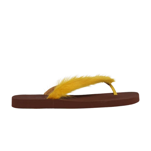 Marni Pony Hair Flip Flop Sandal 'Yellow Brown'