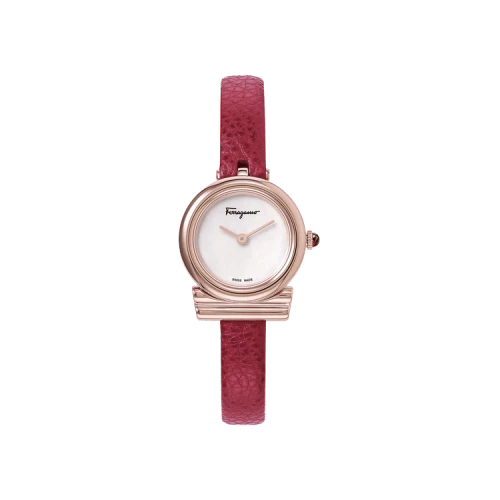 Ferragamo Gancini Slim Leather Watch 'Rosegold'
