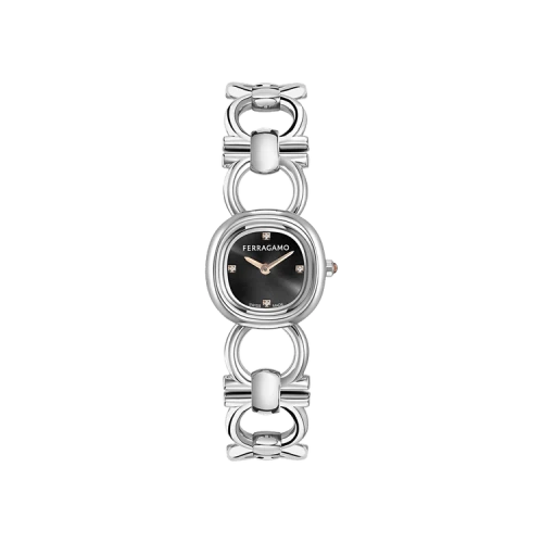 Ferragamo Double Gancini Petite Diamond Watch 'Stainless Steel'