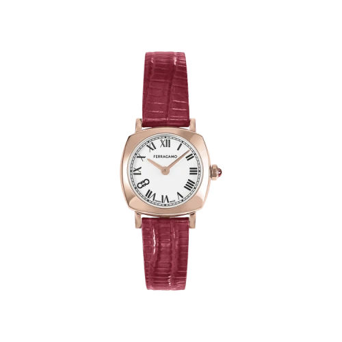Ferragamo Soft Square Leather Watch 'Rose Gold'