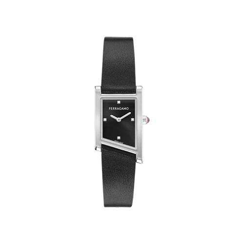 Ferragamo Asymetrique Leather Watch 'Stainless Steel'