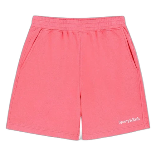 Sporty & Rich Serif Logo Soft Gym Shorts 'Cotton Candy/White'